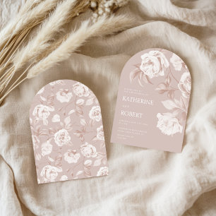 Moderne botanische Rose Einladung