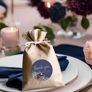 Moderne botanische Rose Gold Gastgeschenk Hochzeit Runder Aufkleber