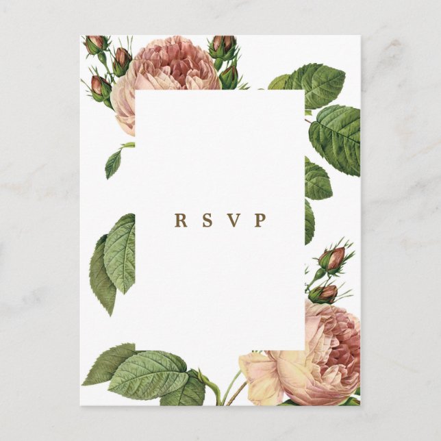 moderne botanische Rose Hochzeit rsvp Postkarte (Vorderseite)