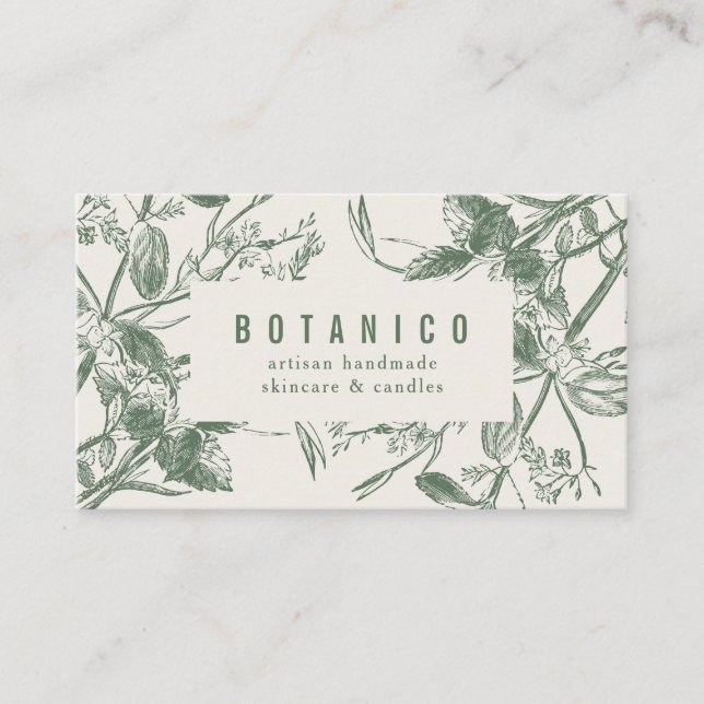 Moderne botanische Sage Cream Floral Einfach  Visitenkarte (Vorderseite)