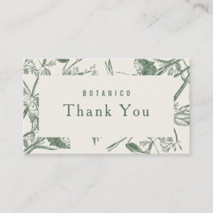 Moderne botanische Sage Cream Floral Vielen Dank  Visitenkarte