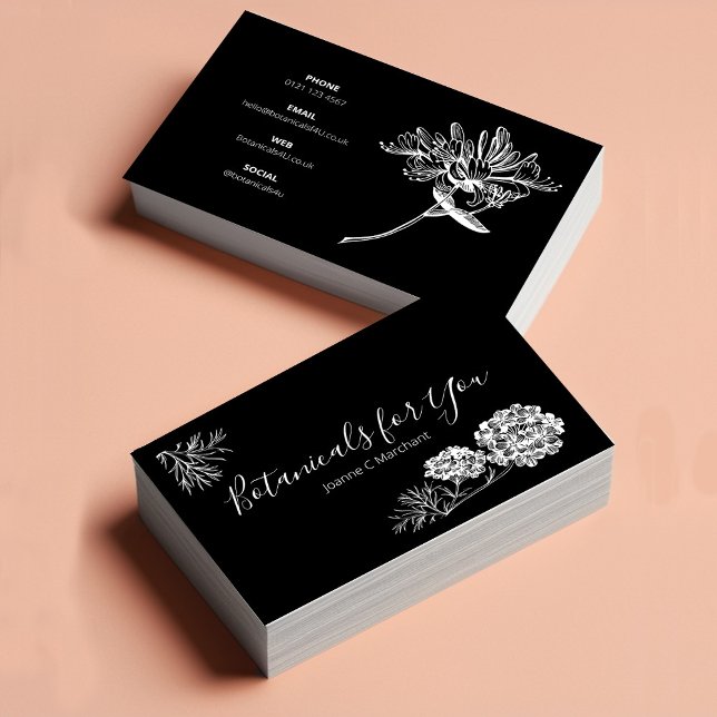 Moderne botanische Schrift und Gezeichnet Blume UK Visitenkarte (Von Creator hochgeladen)