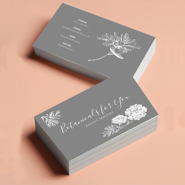 Moderne botanische Schrift und Gezeichnet Blume UK Visitenkarte (Von Creator hochgeladen)