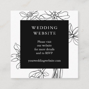 Moderne botanische Schwarz-Weiß-Hochzeit mit Blume Begleitkarte