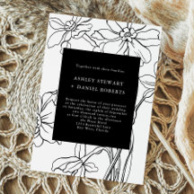 Moderne botanische Schwarz-Weiß-Hochzeit mit Blume