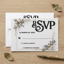 Moderne Botanische Schwarz-Weiß-Hochzeits-RSVP