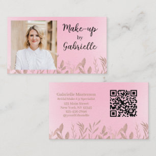 Moderne botanische Soft-Pink-Boho-Foto-QR-Code   Visitenkarte