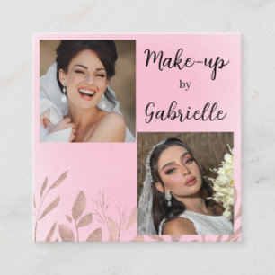 Moderne botanische Soft-Pink-Boho-Fotoschrift Quadratische Visitenkarte