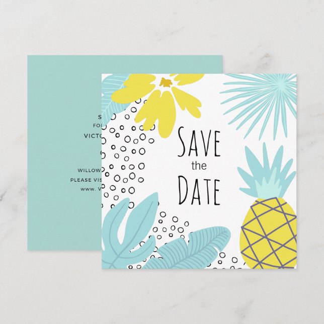 Moderne botanische Sommerhochzeit Retten Sie das D Einladung (Vorne/Hinten)