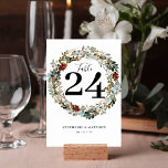 Moderne Botanische Wasserfarbenfrohe Hochzeit Tischnummer<br><div class="desc">Diese wunderschöne Kranzsammlung wurde von Weihnachtskränzen beeinflusst und passte perfekt zu denen,  die eine Herbstzeremonie planen.</div>
