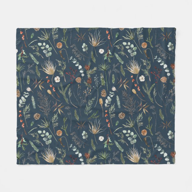 Moderne botanische Wohngestaltung Fleecedecke (Vorderseite (Horizontal))