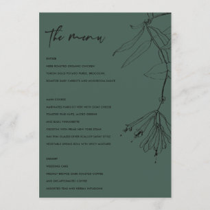 MODERNE BOUTEILLE VERT LIGNE DESSIN MENU FLORAL