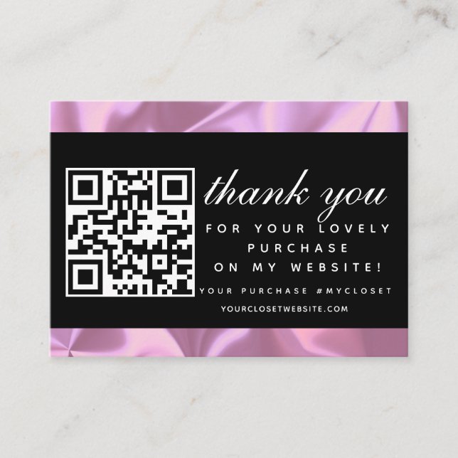 Moderne Boutique Beauty Pink Danke QR Code Visitenkarte (Vorderseite)