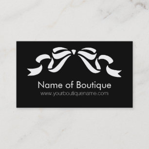 Moderne Boutique Schwarz und Weiß Girl Ribbon Visitenkarte