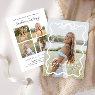 Moderne Bow Foto-Abschlussfeier-Einladung Einladung