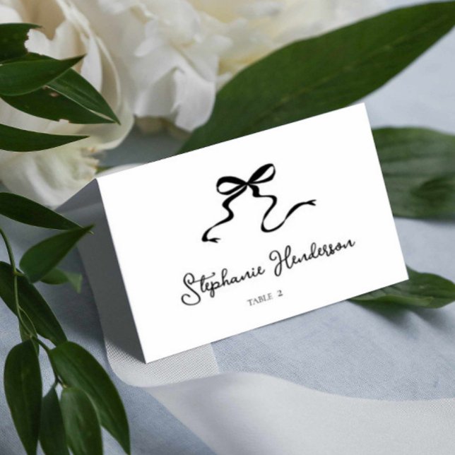 Moderne Bow-Hochzeitsfalte Platzkarte Tischnummer (modern bow wedding folded place card, unique bow tent seating card)