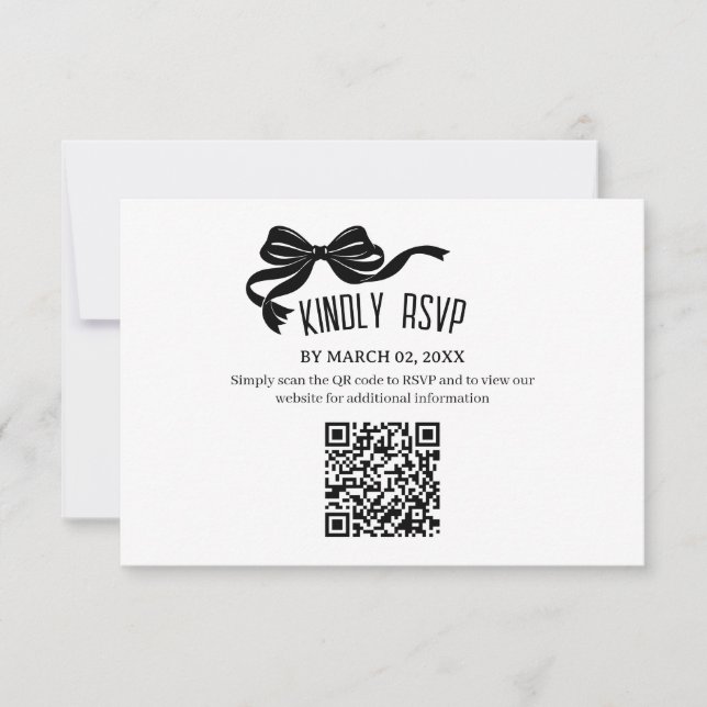 Moderne Bow RSVP-Karte mit QR-Code  RSVP Karte (Vorderseite)