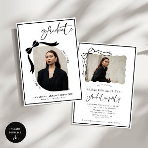 Moderne Bow Script Foto Graduation Party Einladung