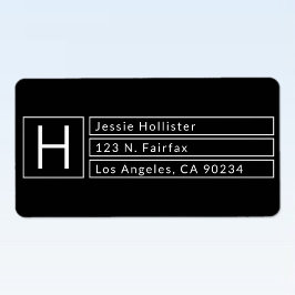 Moderne Box Monogram Black & White Rücksendeadress Adressaufkleber