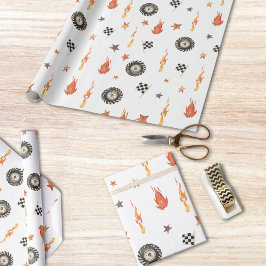 Moderne Boys Trucks Racing Schachbretts Aquarell Geschenkpapier