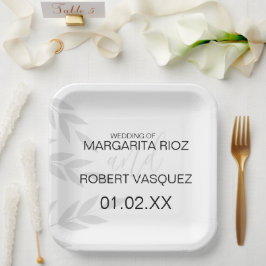 Moderne Branch Grau Schwarz-weiß Pappteller