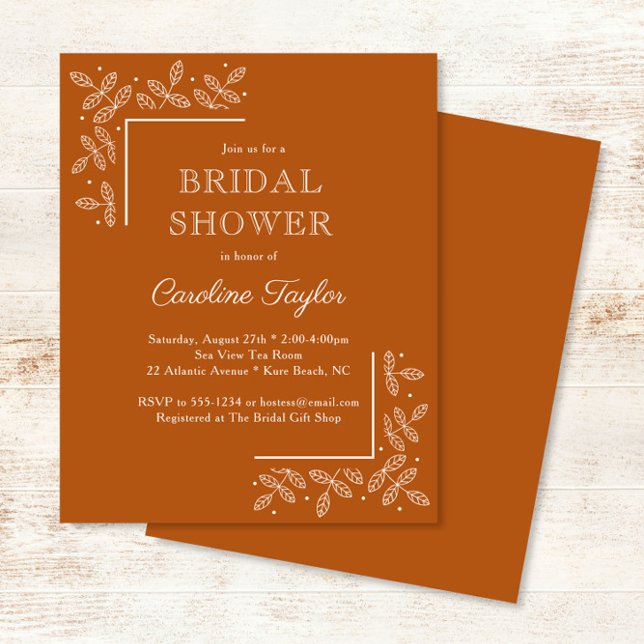 Moderne Branchen Burnt Orange Brautparty laden ein (Von Creator hochgeladen)