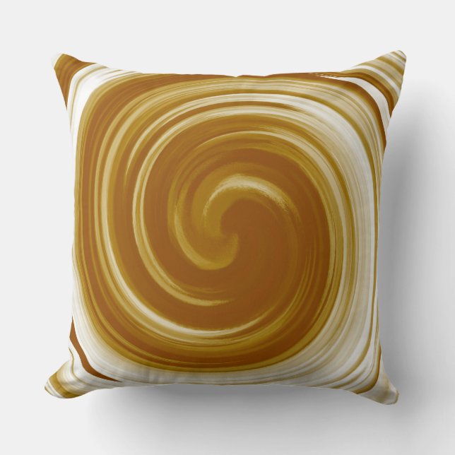 Moderne Braun Swirt Abstrakte Kunst Kissen (Vorderseite)