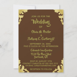 Moderne Braun- und Goldhochzeit Einladung