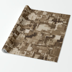 Moderne braune beige Ästhetik gemütliche kubistisc Geschenkpapier