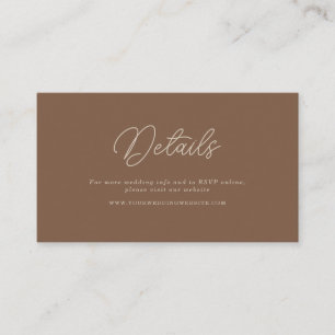 Moderne braune beige minimalistische Hochzeits-QR- Begleitkarte