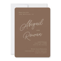 Moderne Braune Beige Minimalistische Schrift Hochz
