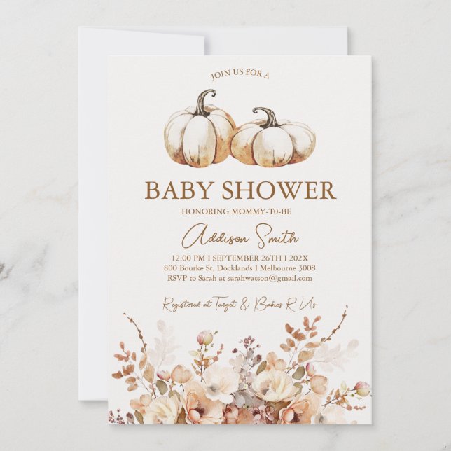 Moderne braune Beige Pfefferkantschnecke Babydusch Einladung (Vorderseite)