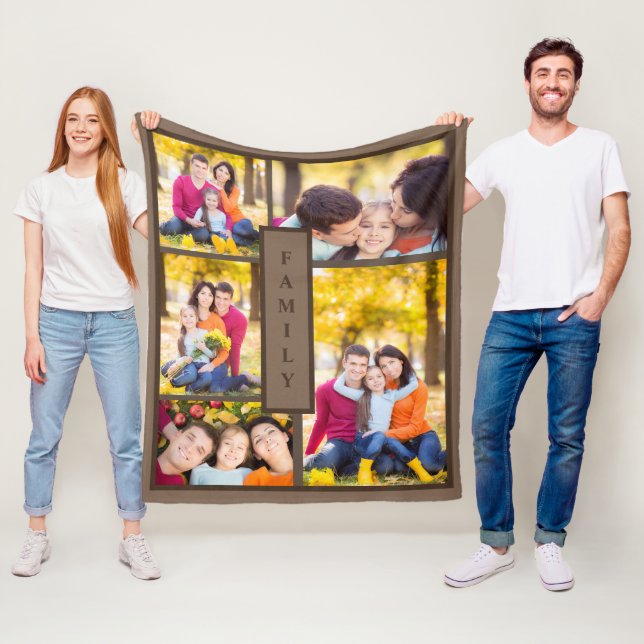 Moderne braune Familie 5 Vorlage für FotoCollage Fleecedecke (Beispiel)