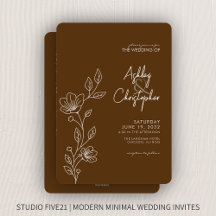 Moderne braune Foliage Kontur All-in-One Hochzeit