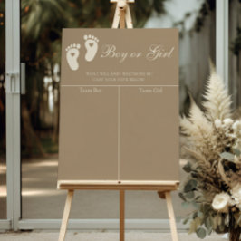 Moderne braune Fußabdrücke Geschlechtsvorhersage Poster