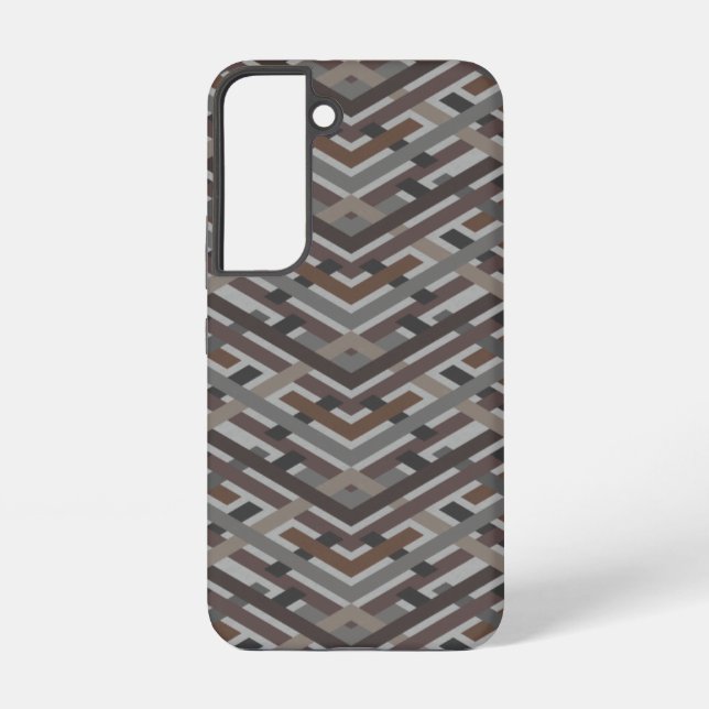 Moderne braune geometrische Mustergalaxie S22-Hüll Samsung Galaxy Hülle (Rückseite)
