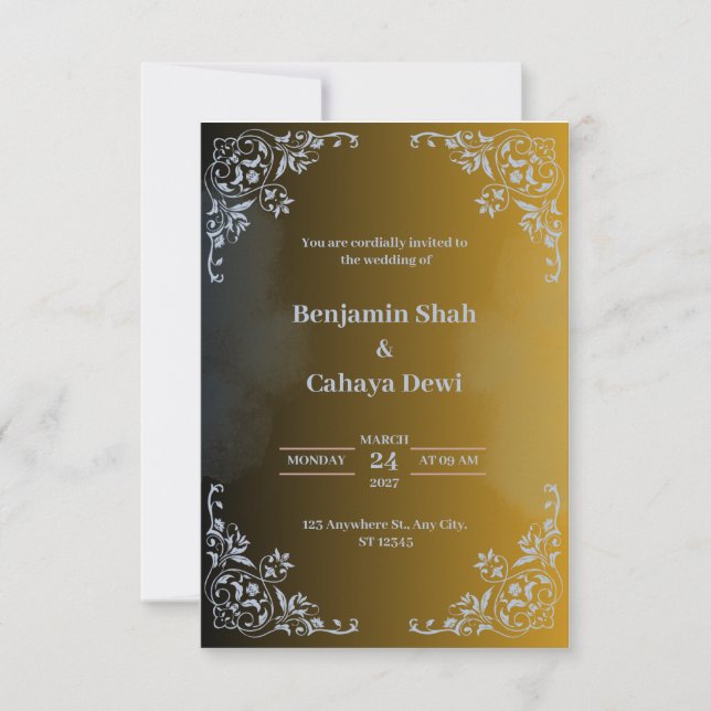 Moderne braune Hochzeitseinladung Einladung (Vorderseite)