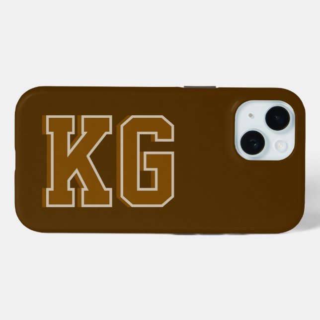 Moderne braune Monogramm-Initialen Case-Mate iPhone Hülle (Rückseite (Horizontal))