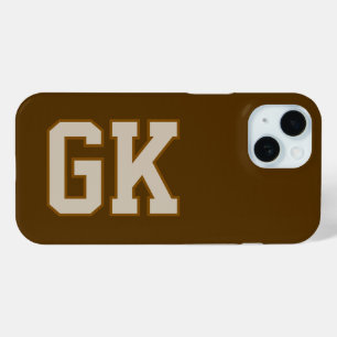 Moderne braune Monogramm-Initialen Case-Mate iPhone Hülle