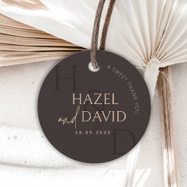 Moderne Braune Monogramm-Minimalismus-Hochzeit Geschenkanhänger