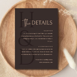 Moderne Braune Monogramm-Minimalistische Hochzeit Begleitkarte