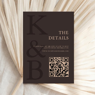 Moderne braune monogramm-minimalistische Hochzeit Begleitkarte