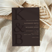 Moderne Braune Monogramm-Minimalistische Hochzeit