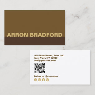 Moderne braune Social Media QR Visitenkarte
