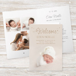 Moderne braune Sterne Geburtsankündigung Faltkarte Einladung