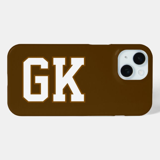 Moderne braune weiße Monogramm-Initialen Case-Mate iPhone Hülle (Rückseite (Horizontal))