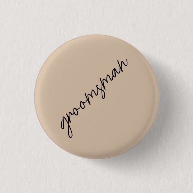 Moderne Braut | Beige + Schwarze Schrift Button (Vorderseite)