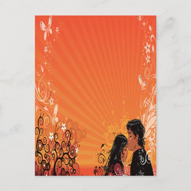 Moderne Braut & Bräutigam Sunset Postkarte (Vorderseite)