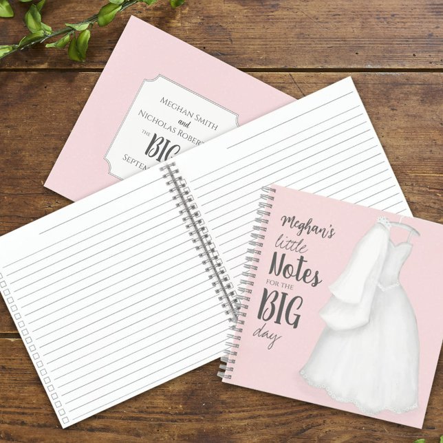 Moderne Braut Elegantes Vintages Niedliches Hochze Notizbuch (Pink wedding planner custom notebook. )