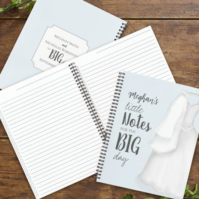 Moderne Braut Elegantes Vintages Niedliches Hochze Notizbuch (Blue wedding planner custom notebook.)